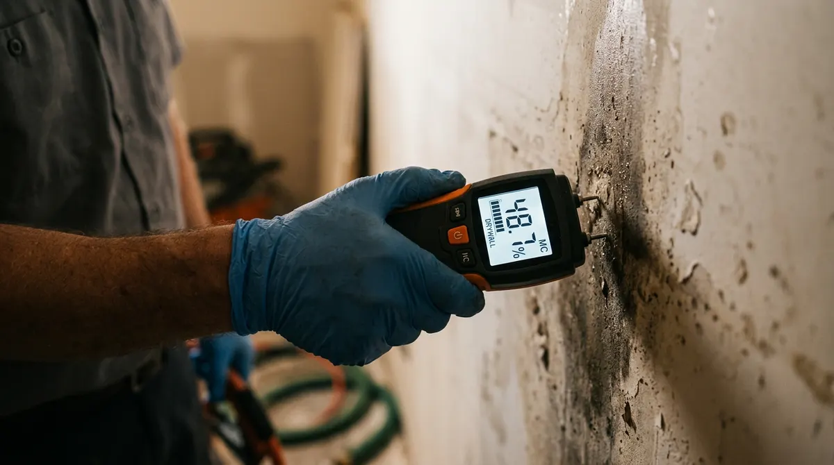 Close-up of Basement Flood Cleanup work by Gold Tech Restoration in Patchogue